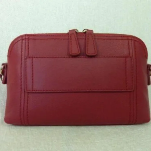 Furla Cabernet Red Leather Bonnie Convertible Clutch/Shoulder Bag/Crossbody Bag